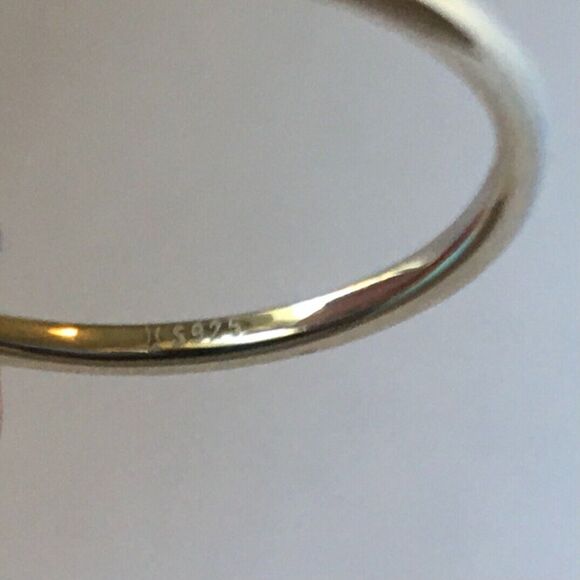 Sterling Silver Promise Ring Simulated Blue Topaz Cubic Zirconia Size 6.75 - Picture 3 of 16